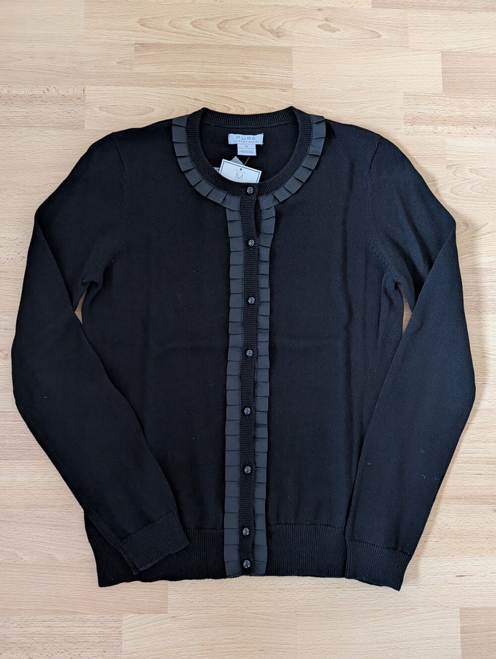 Alfred Sung Pure Black 100% Cotton Cardigan